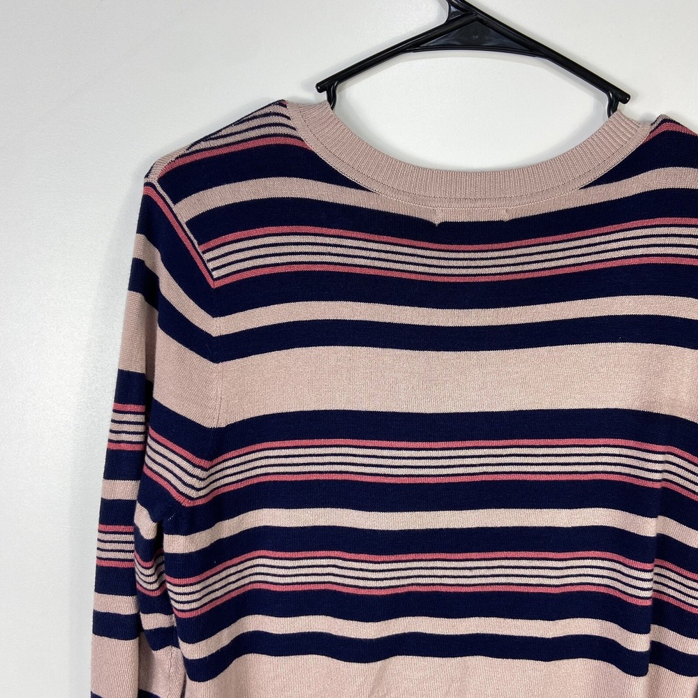 Halogen Nordstrom women cardigan size M stripes cotton long sleeve pink Office - Picture 6 of 7